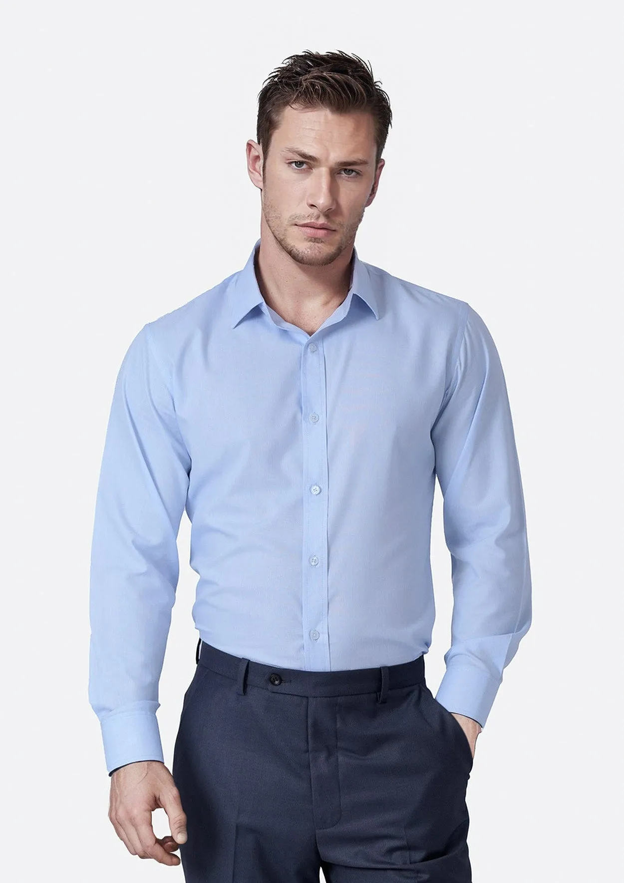 Pale Blue Cotton Broadcloth Shirt sold by Sartoro product image thumbnail 4
