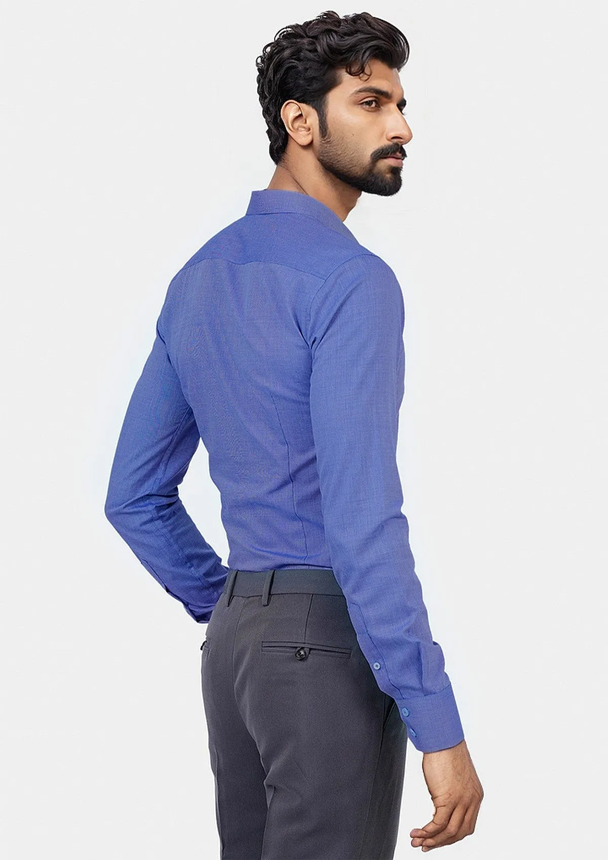 Blue Egyptian Cotton Broadcloth Shirt sold by Sartoro product image thumbnail 5
