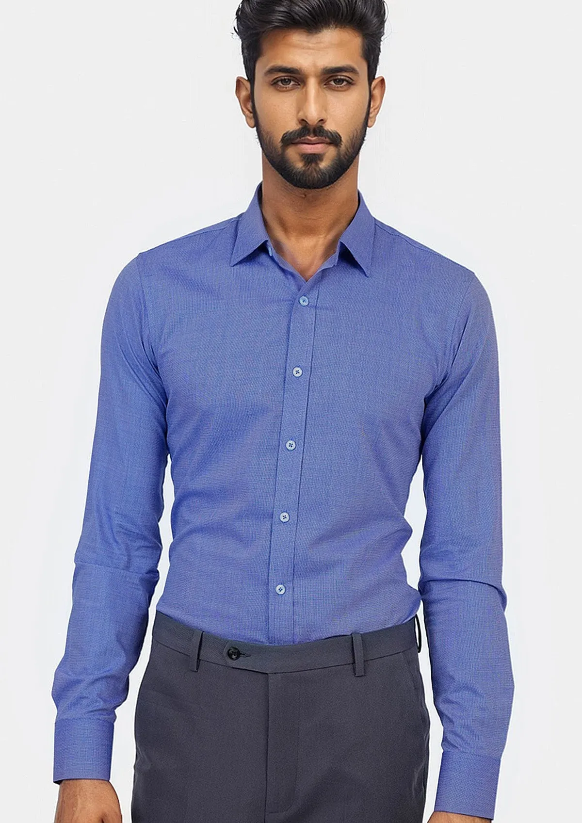Blue Egyptian Cotton Broadcloth Shirt sold by Sartoro product image thumbnail 2