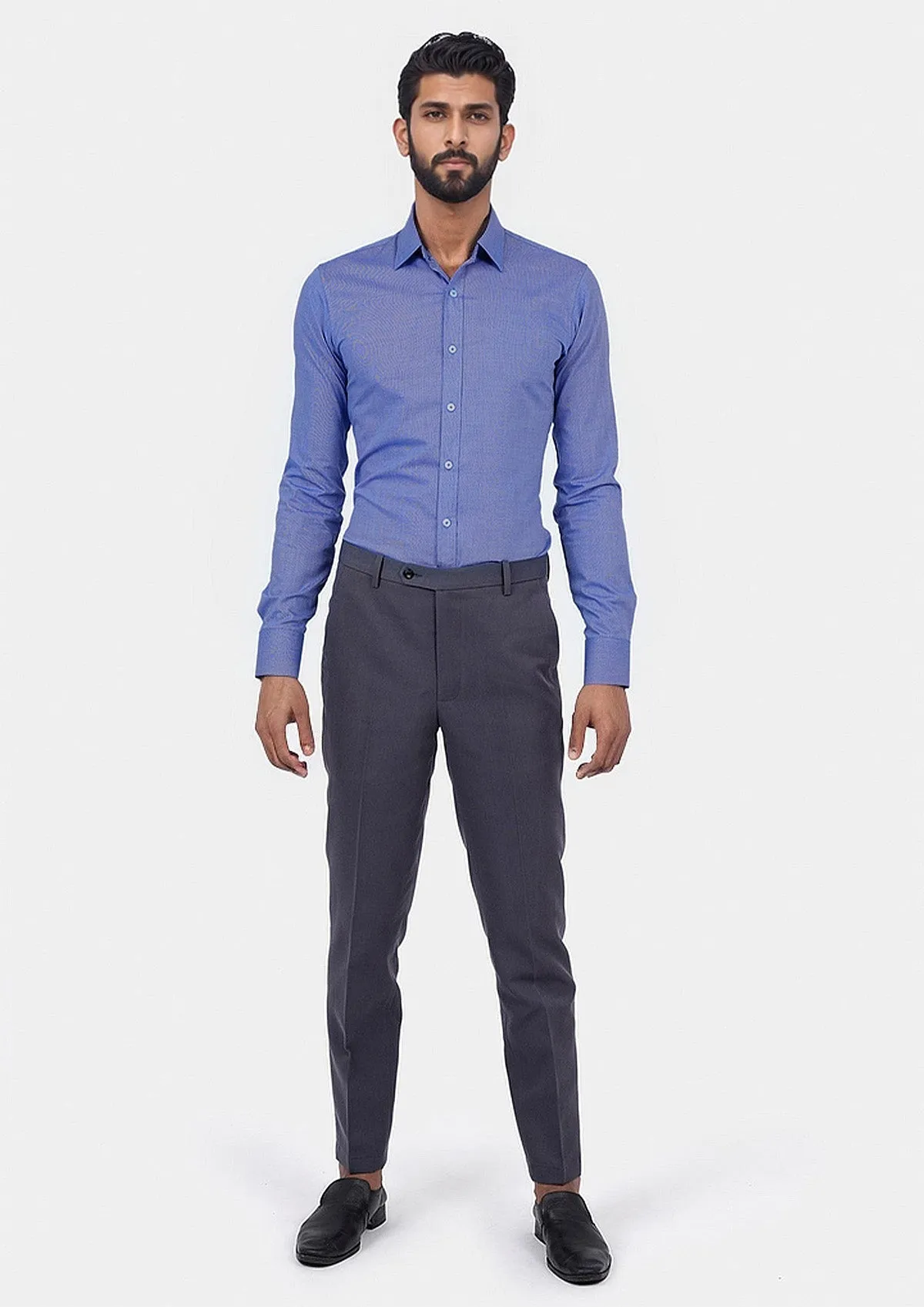 Blue Egyptian Cotton Broadcloth Shirt sold by Sartoro product image thumbnail 4