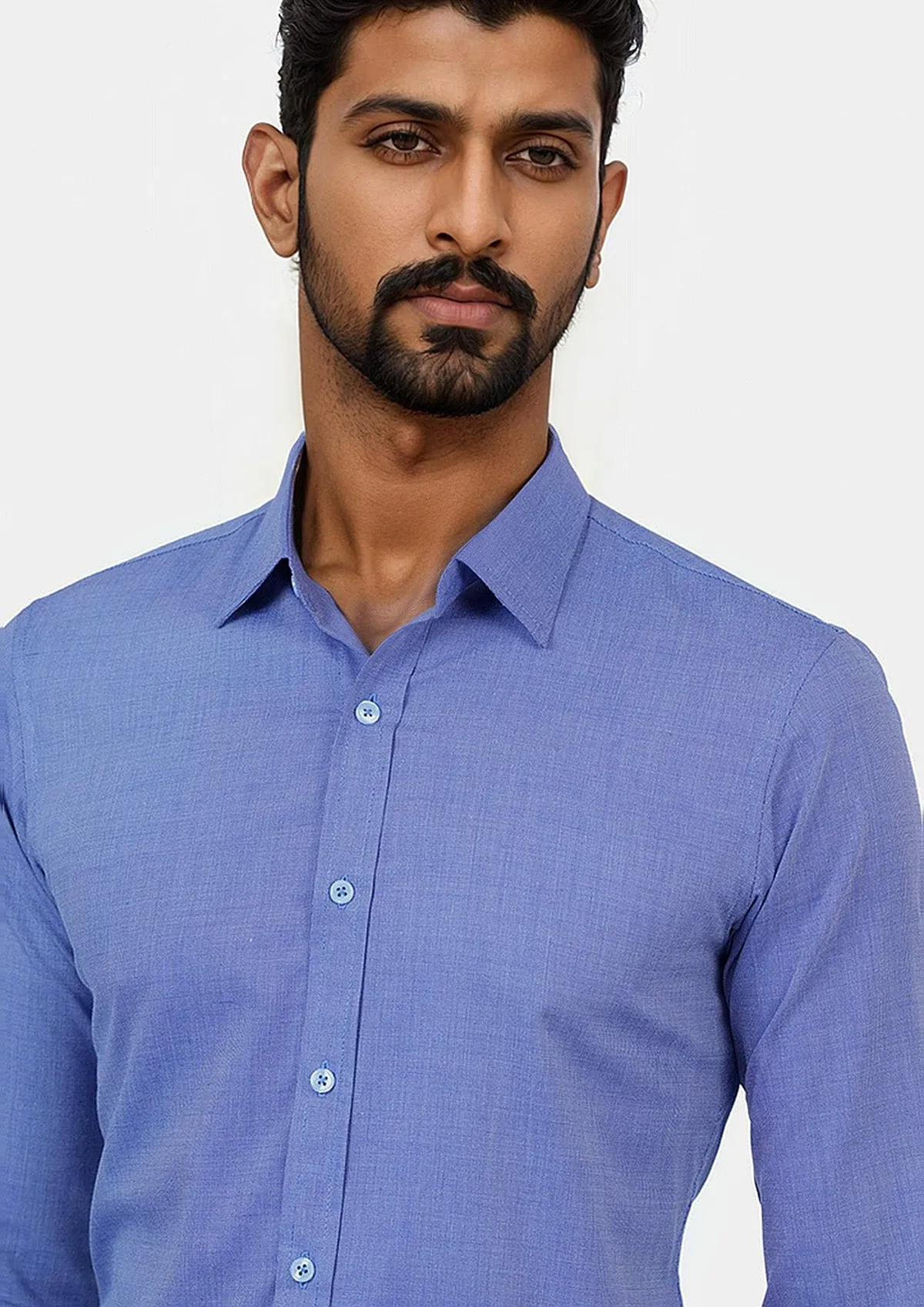 Blue Egyptian Cotton Broadcloth Shirt sold by Sartoro product image thumbnail 3
