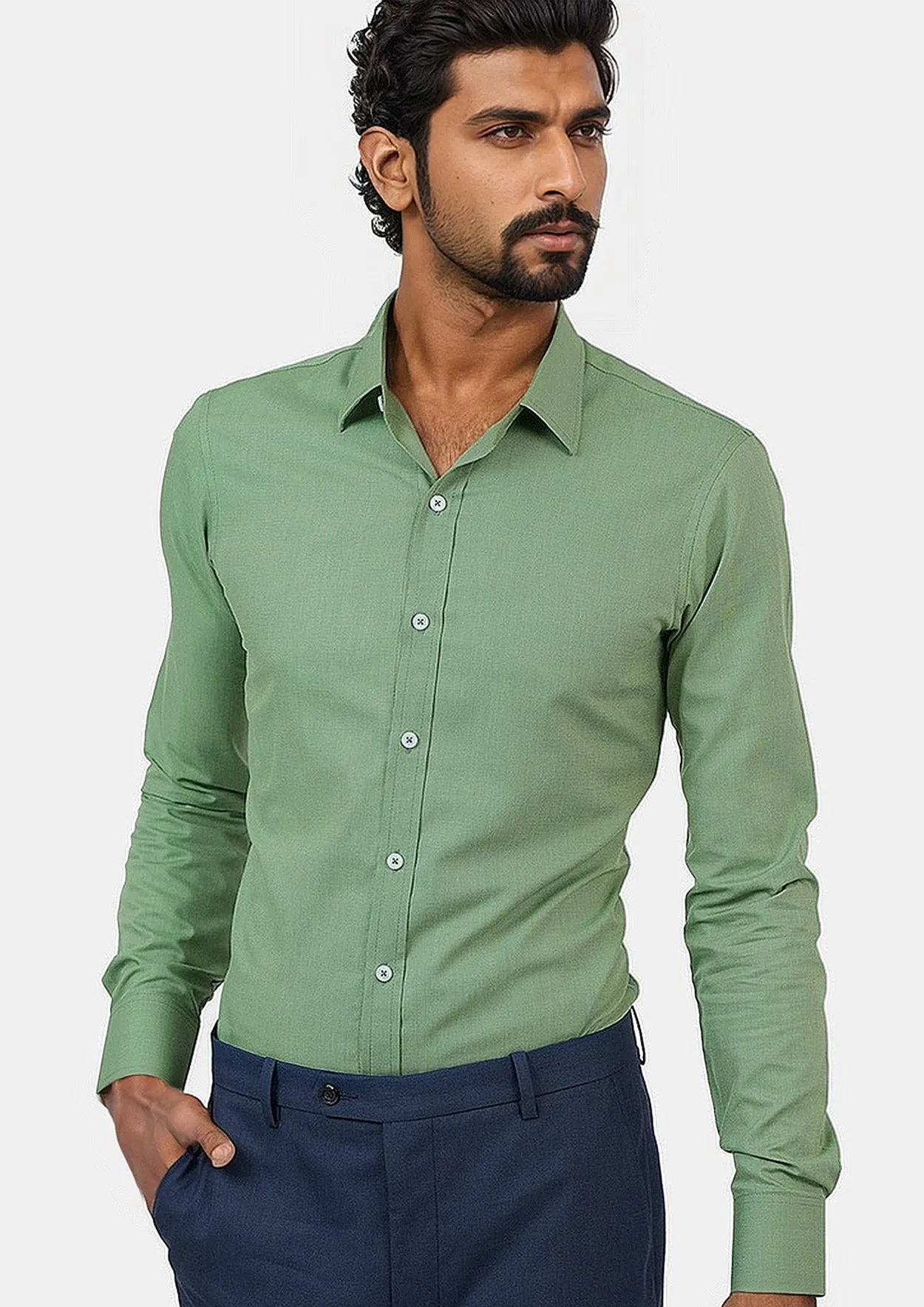 Forest Green Cotton Shirt sold by Sartoro product image thumbnail 2