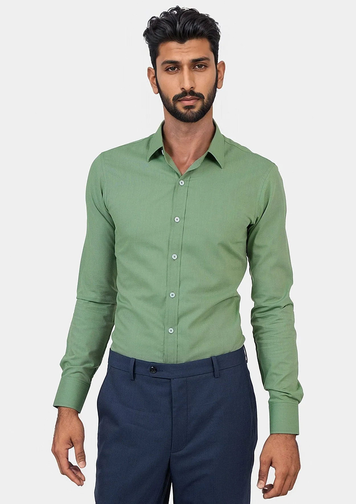 Forest Green Cotton Shirt sold by Sartoro product image thumbnail 4