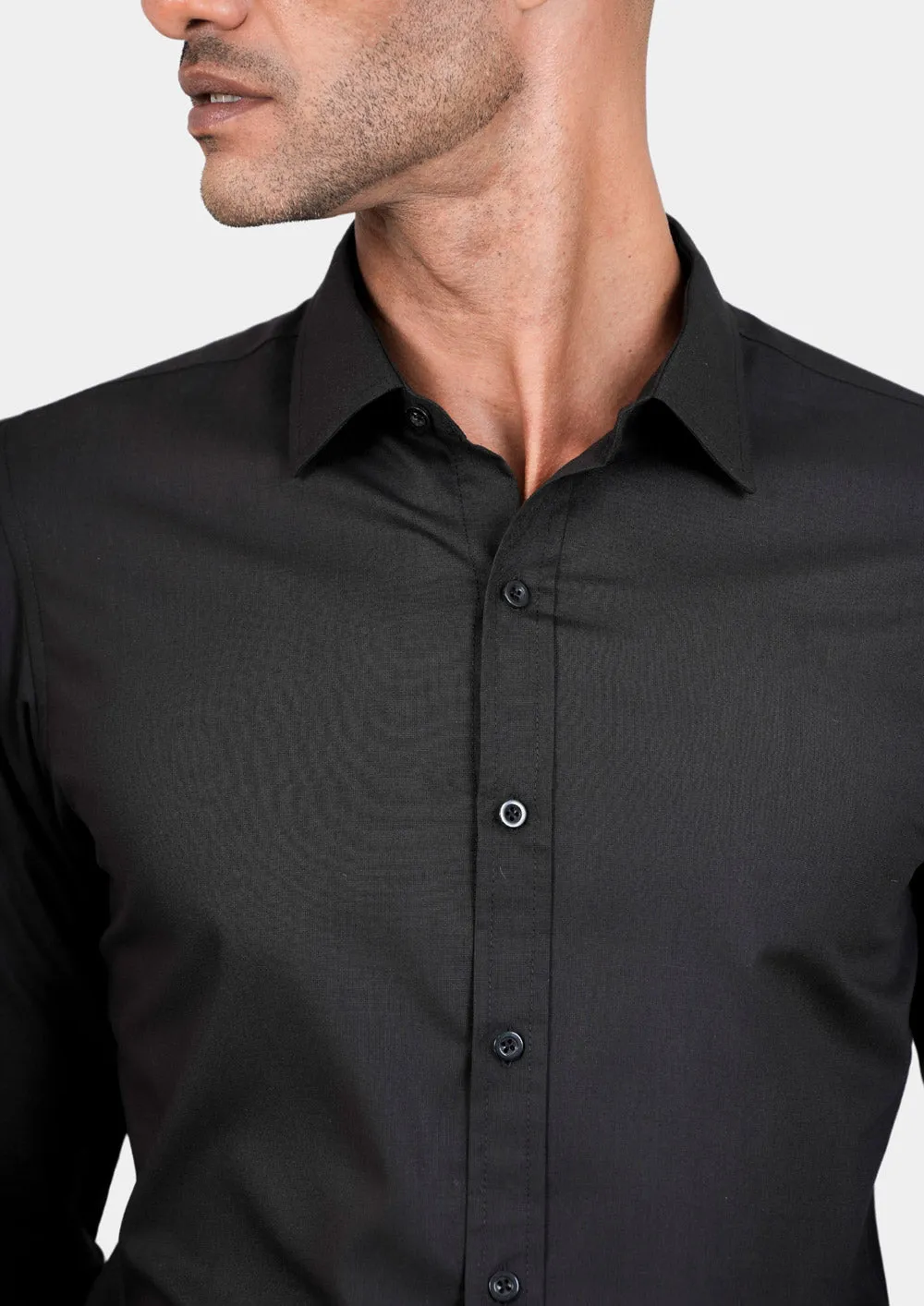 Black Egyptian Cotton Broadcloth Shirt sold by Sartoro product image thumbnail 3
