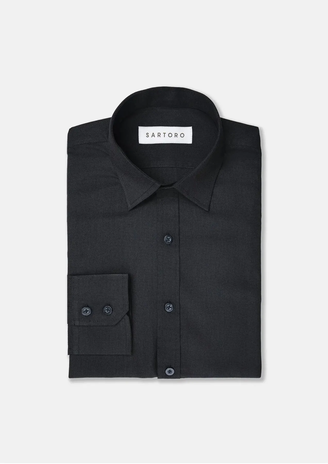 Black Egyptian Cotton Broadcloth Shirt sold by Sartoro