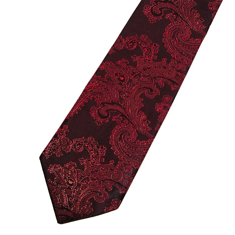 Black & Red Large Paisley Floral Tie sold by Sartoro