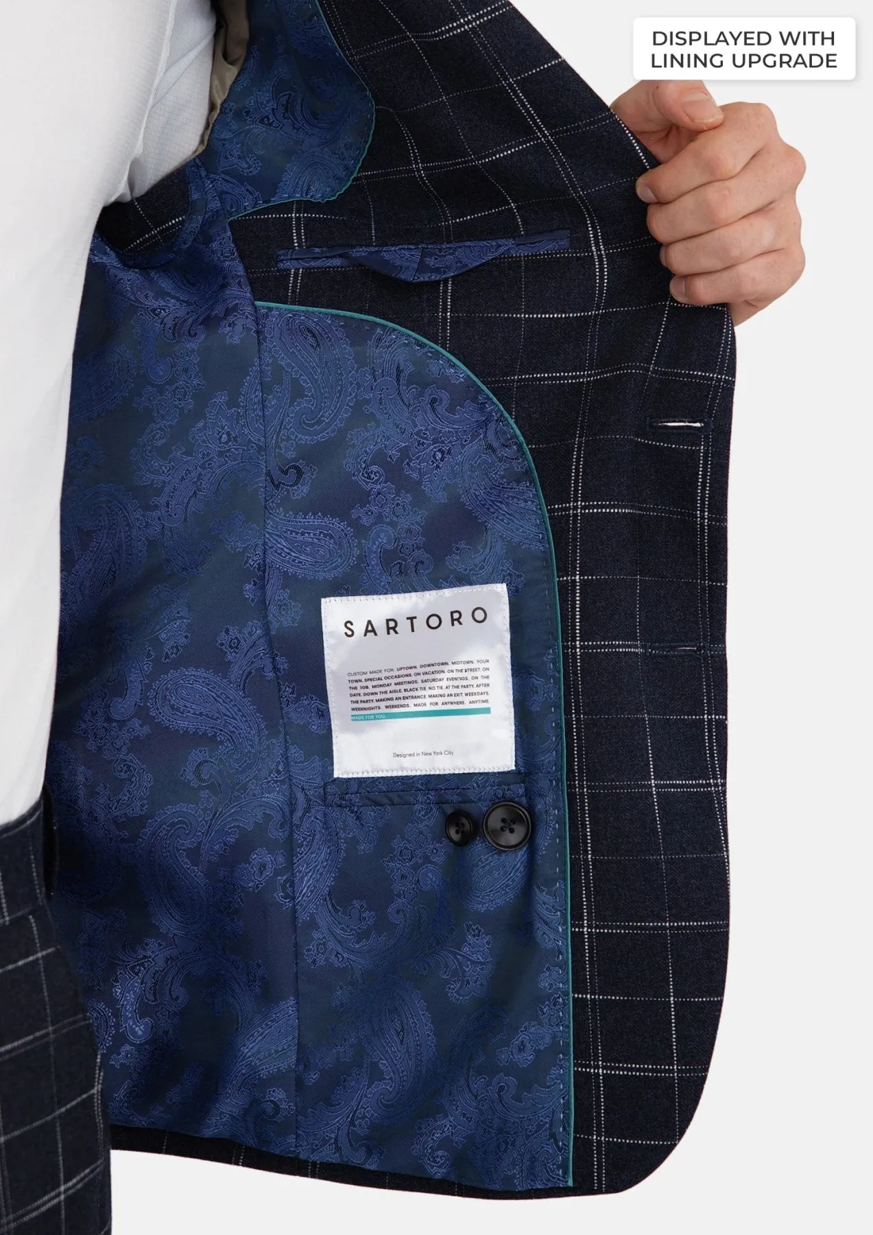 Thompson Navy Flannel Windowpane Suit sold by Sartoro product image thumbnail 5