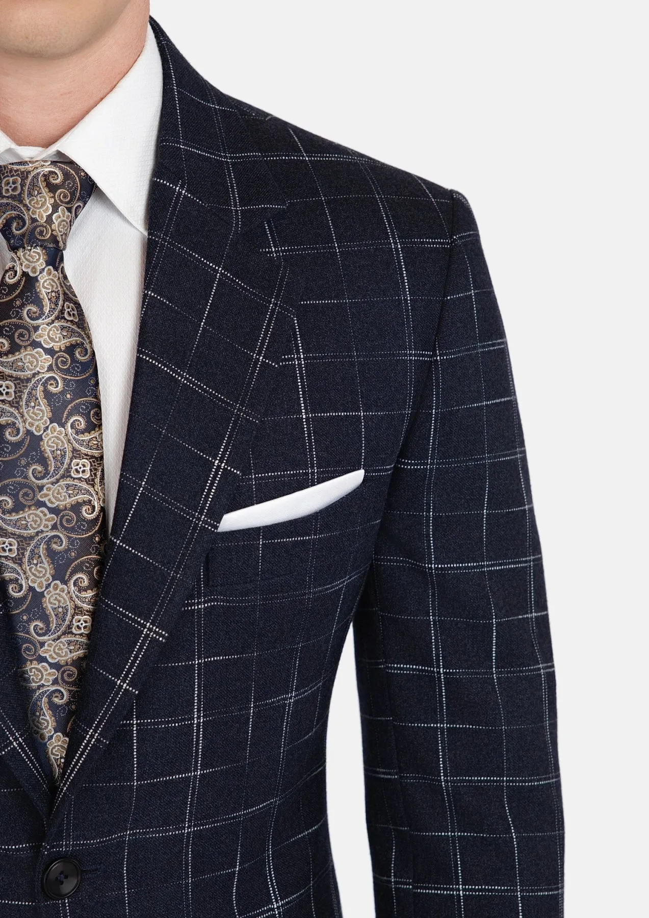 Thompson Navy Flannel Windowpane Suit sold by Sartoro product image thumbnail 2