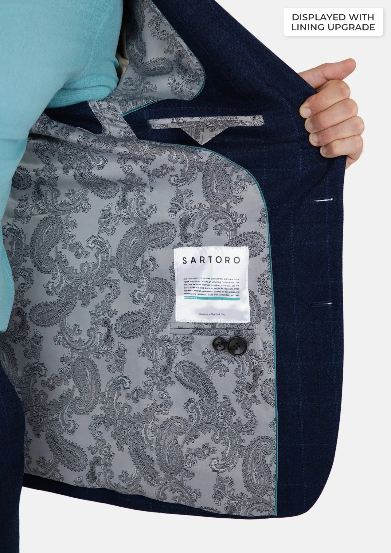 Astor Deep Blue Flannel Windowpane Suit sold by Sartoro product image thumbnail 5