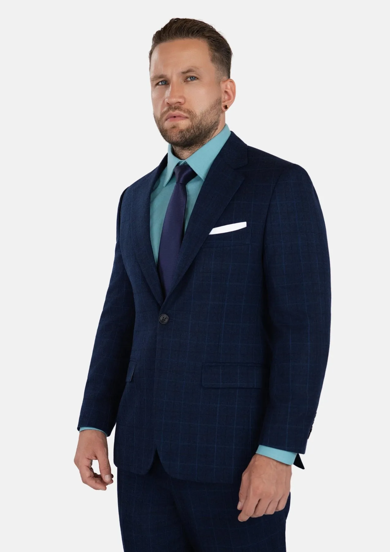 Astor Deep Blue Flannel Windowpane Suit sold by Sartoro product image thumbnail 3