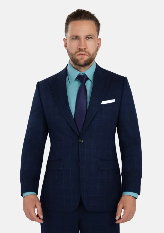Astor Deep Blue Flannel Windowpane Suit sold by Sartoro