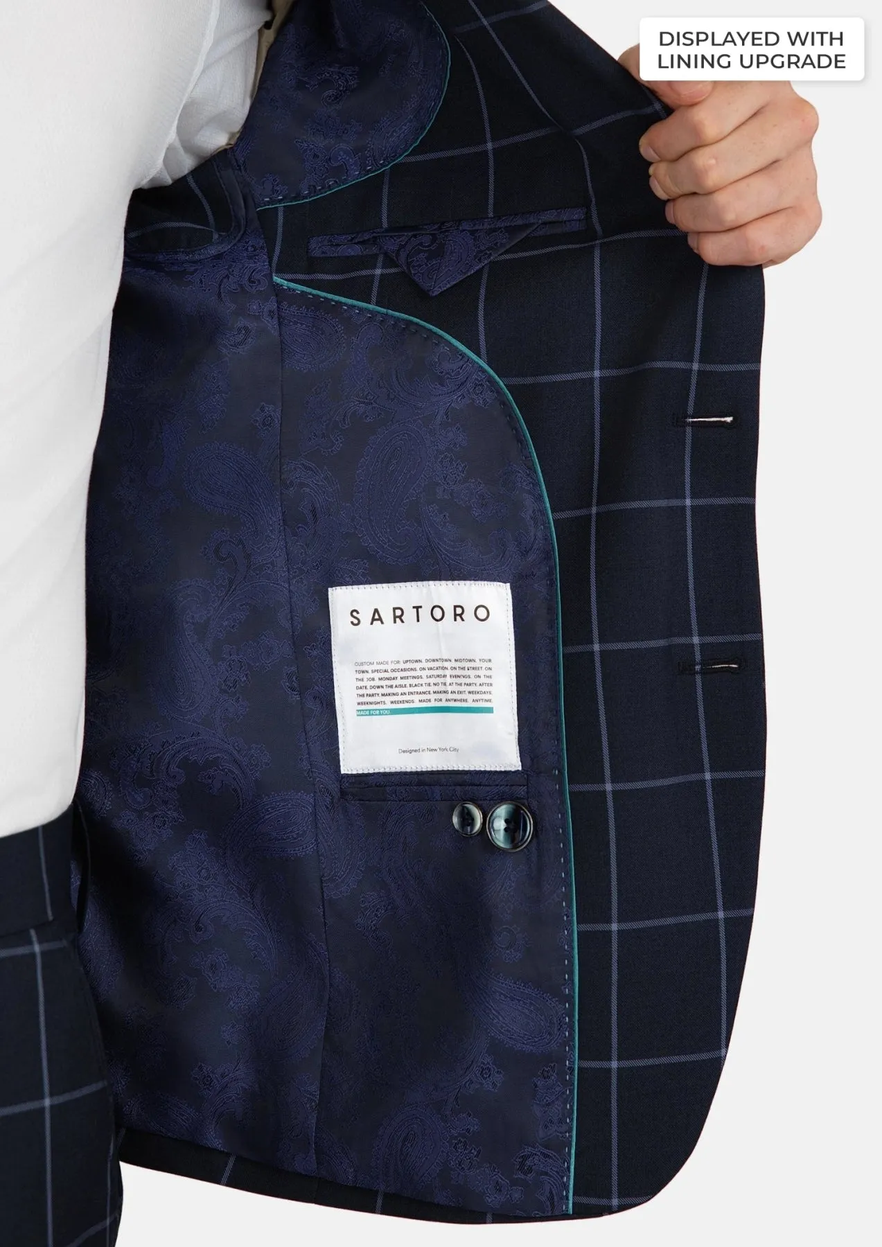Deep Navy Windowpane Suit sold by Sartoro product image thumbnail 4
