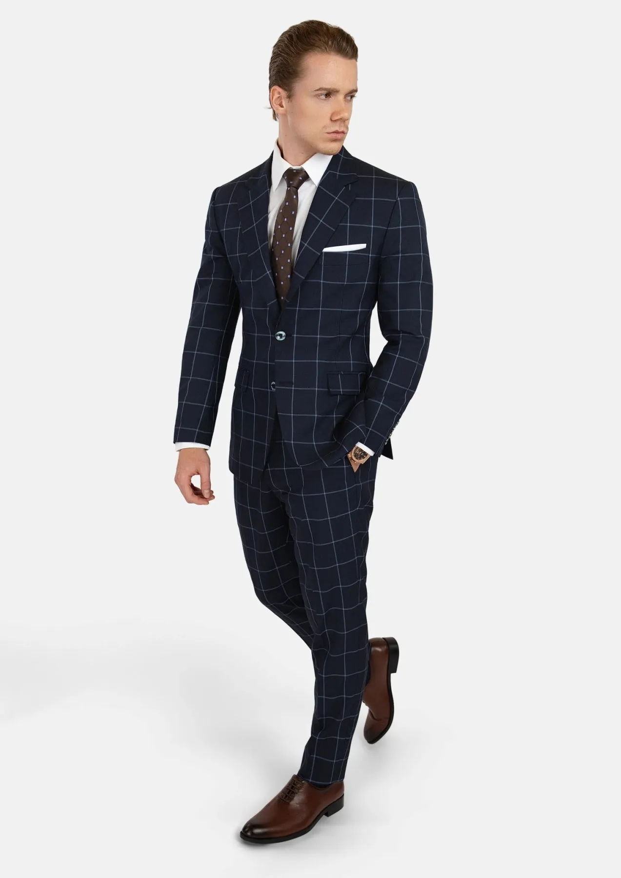 Deep Navy Windowpane Suit sold by Sartoro product image thumbnail 5