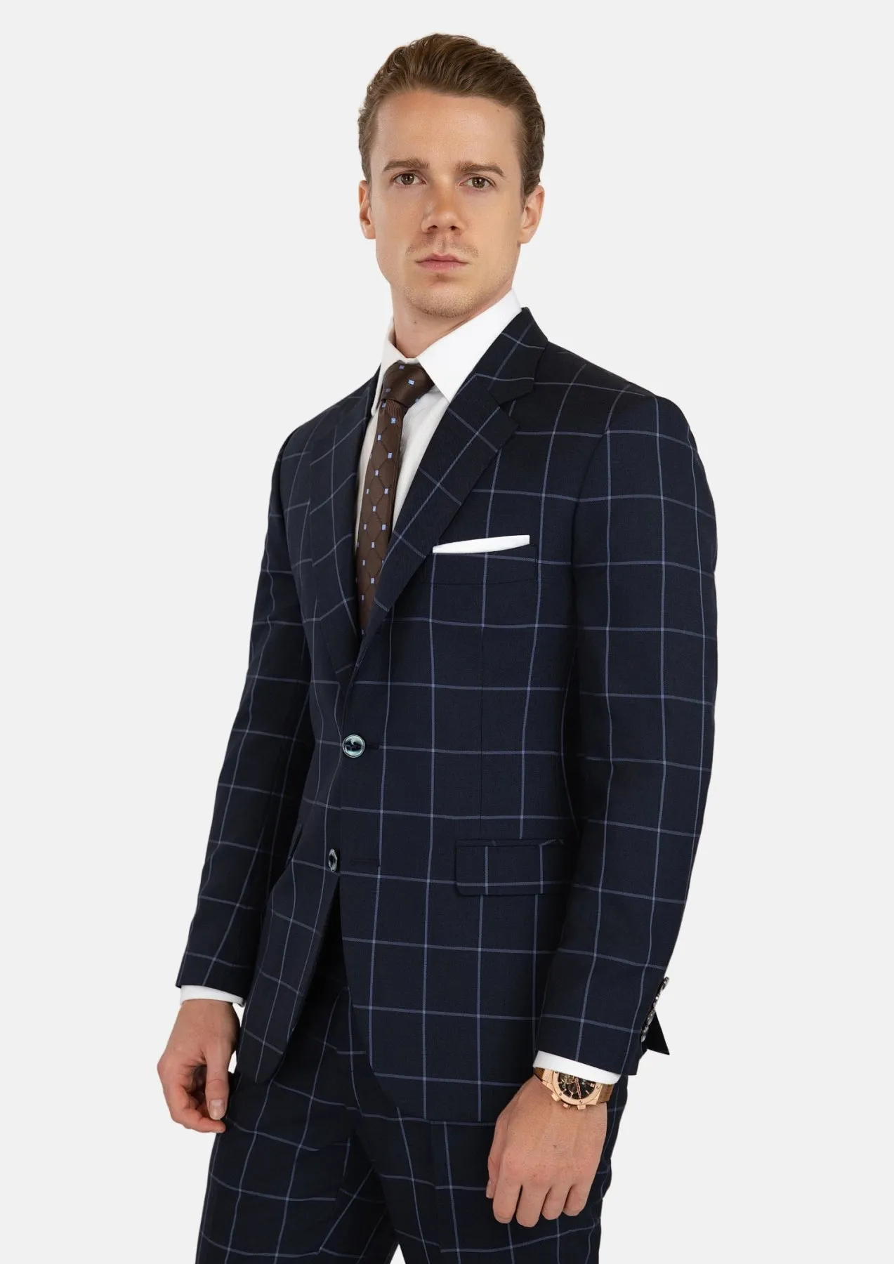 Deep Navy Windowpane Suit sold by Sartoro product image thumbnail 3