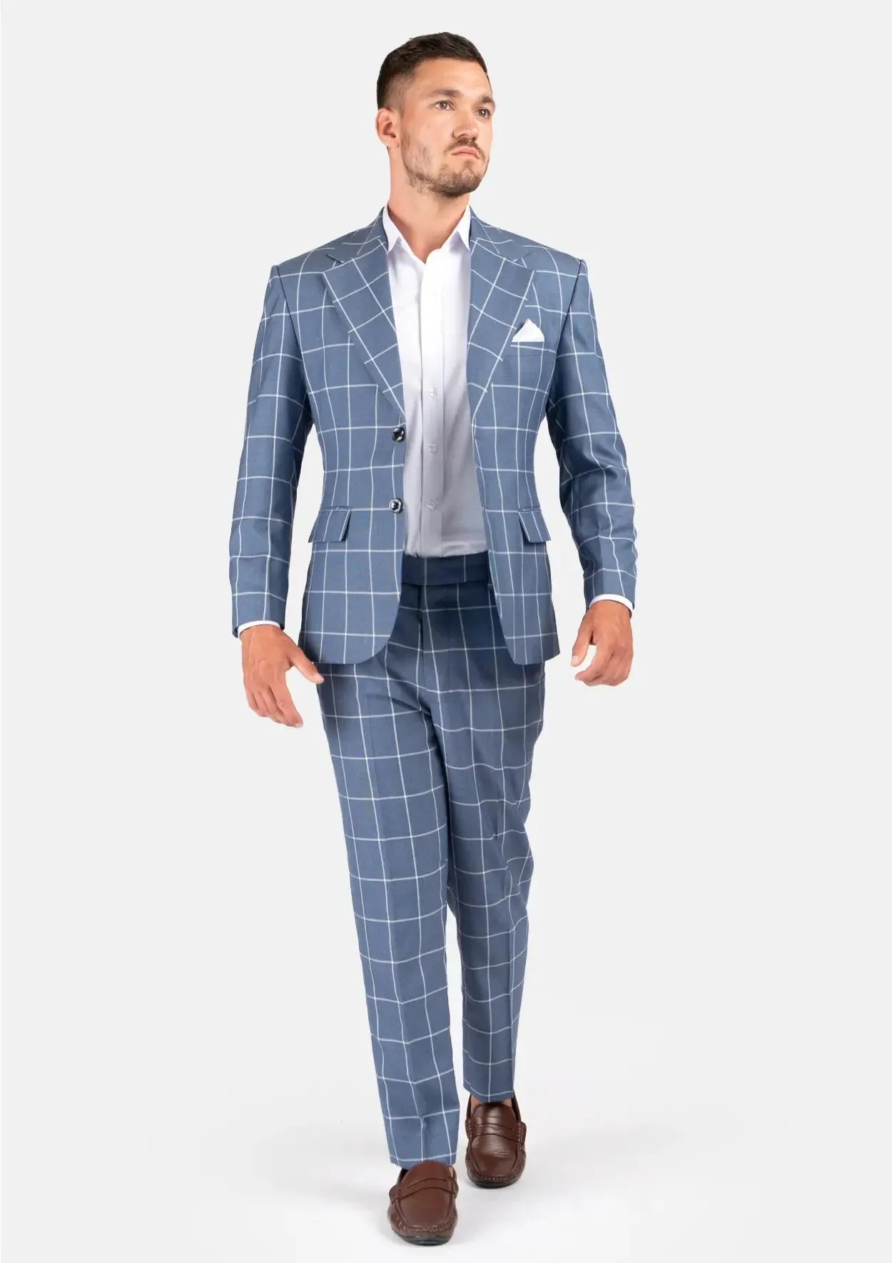 Ellis Blue Windowpane Suit sold by Sartoro product image thumbnail 3
