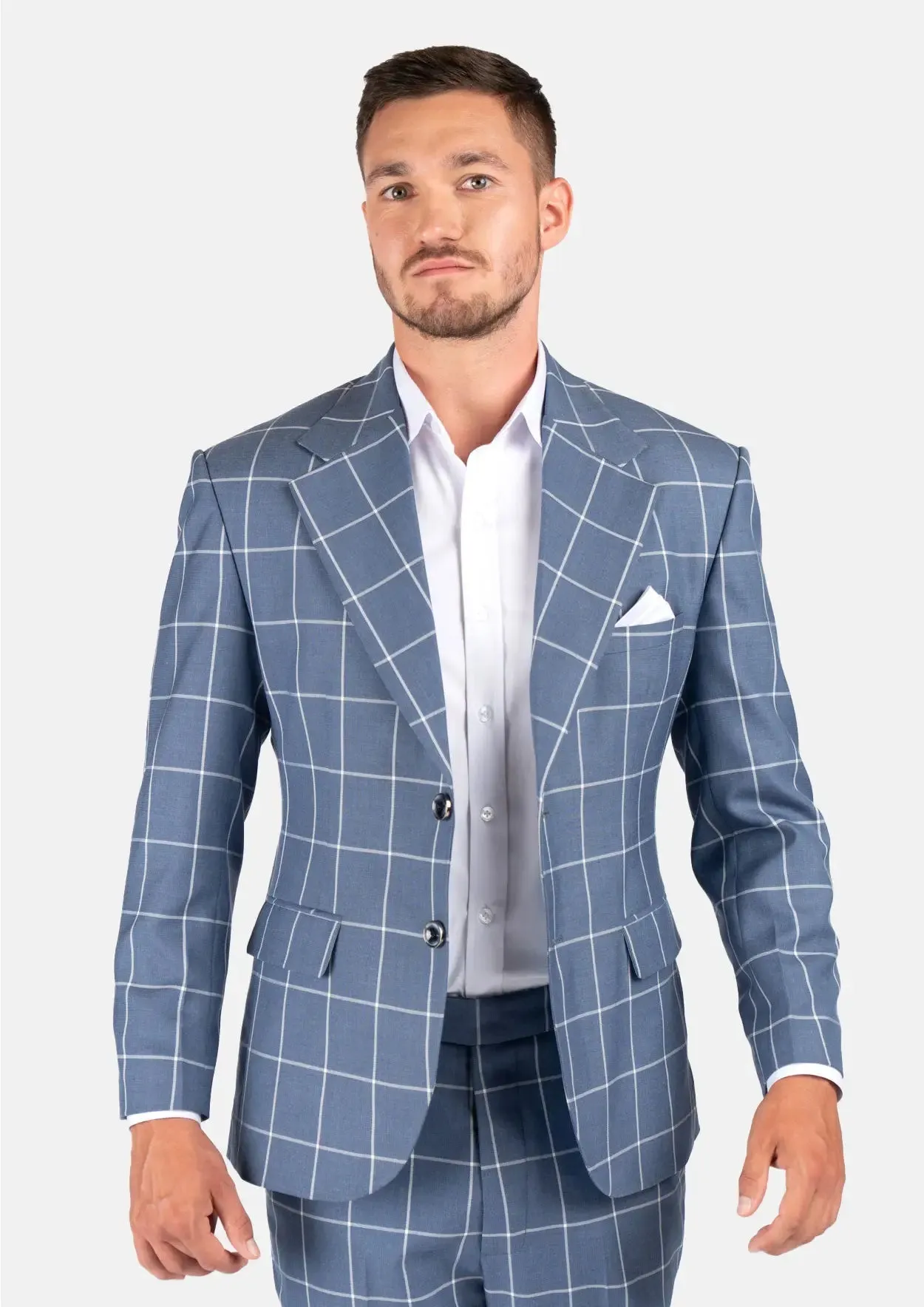 Ellis Blue Windowpane Suit sold by Sartoro