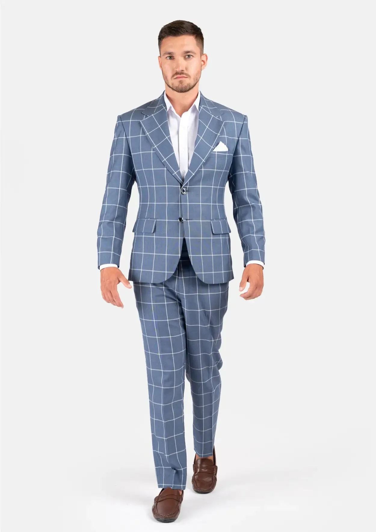 Ellis Blue Windowpane Suit sold by Sartoro product image thumbnail 5