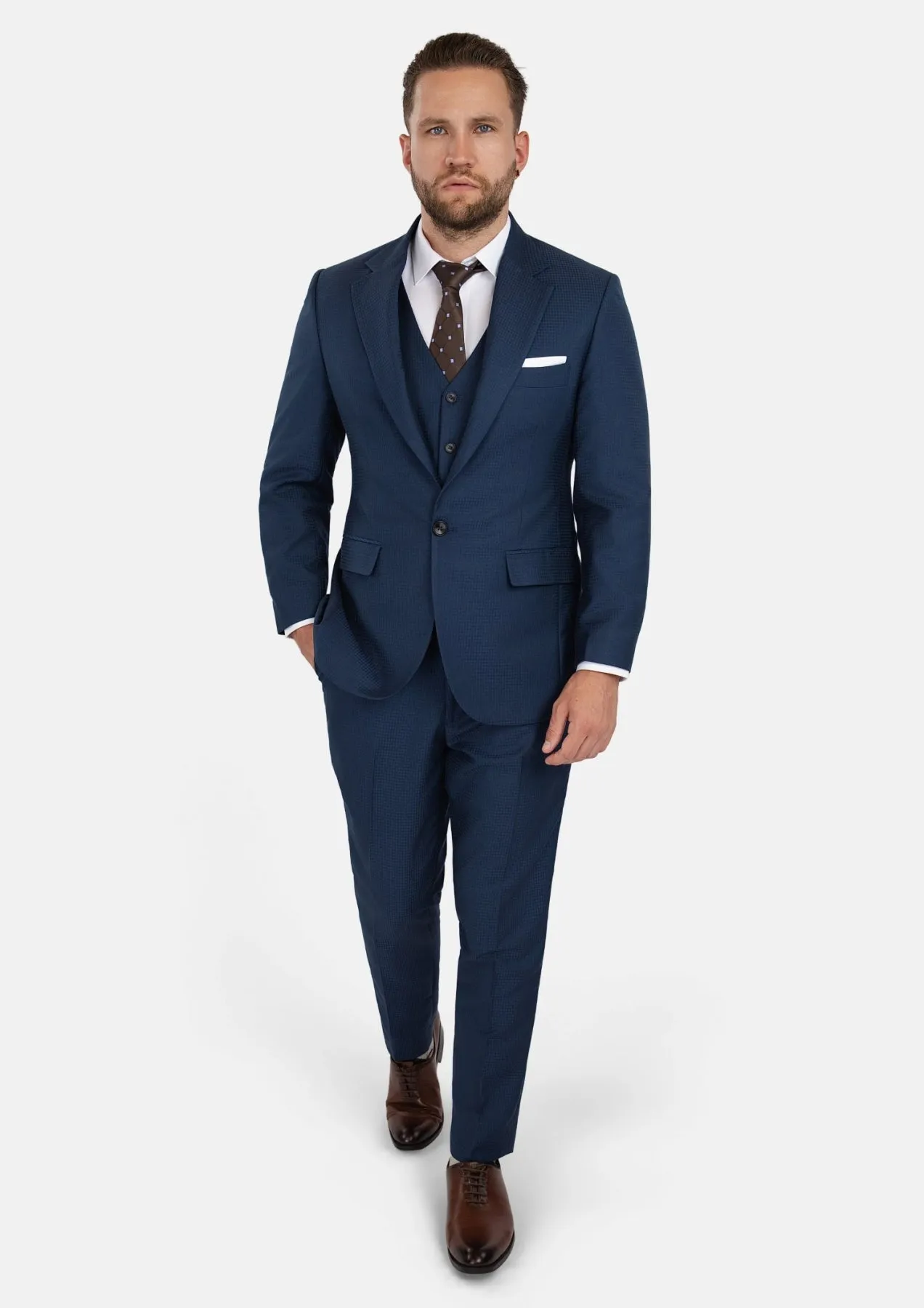 Lafayette Blue Microcheck Suit sold by Sartoro product image thumbnail 5