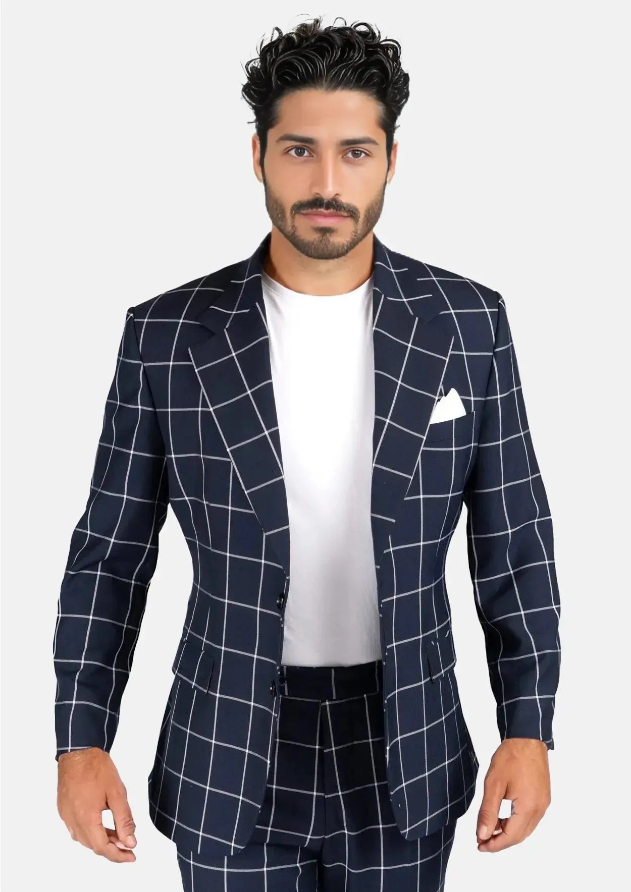 Ellis Regal Navy Windowpane Suit sold by Sartoro product image thumbnail 4