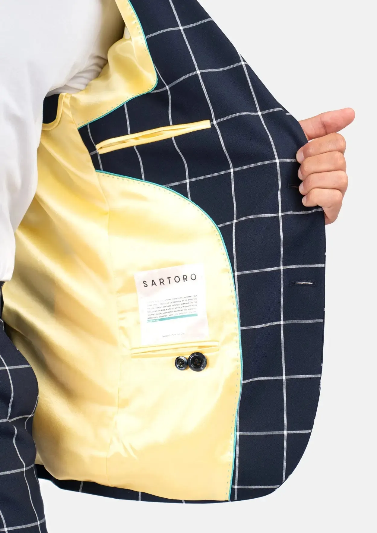 Ellis Regal Navy Windowpane Suit sold by Sartoro product image thumbnail 5