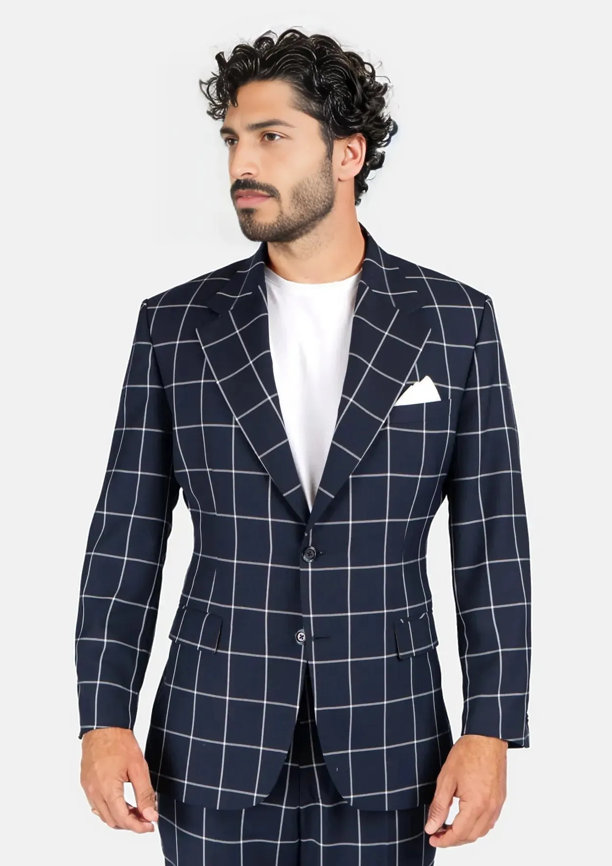 Ellis Regal Navy Windowpane Suit sold by Sartoro