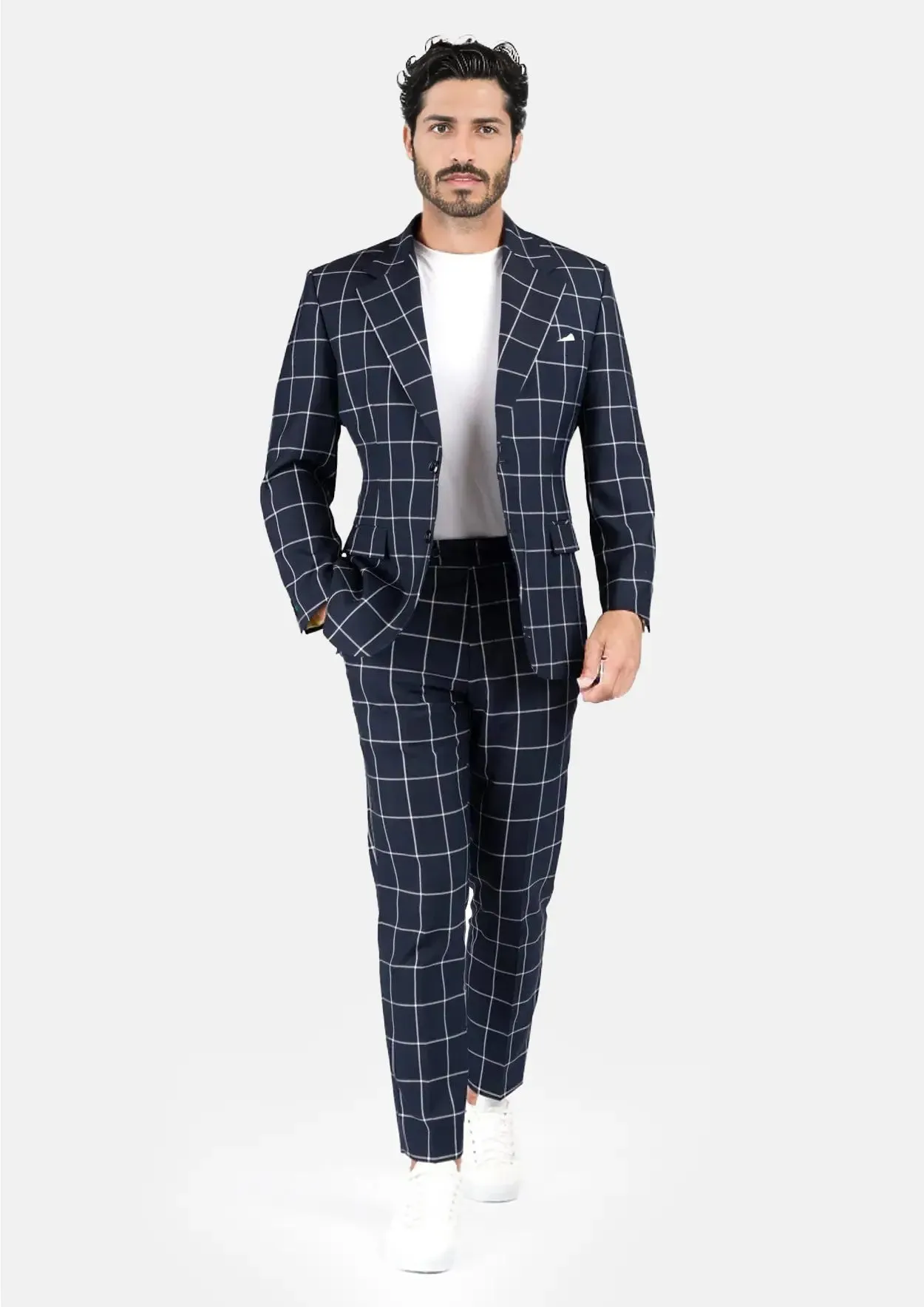 Ellis Regal Navy Windowpane Suit sold by Sartoro product image thumbnail 3