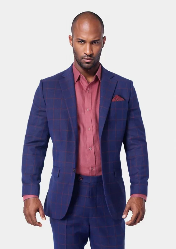 Astor Indigo Blue Windowpane Suit sold by Sartoro