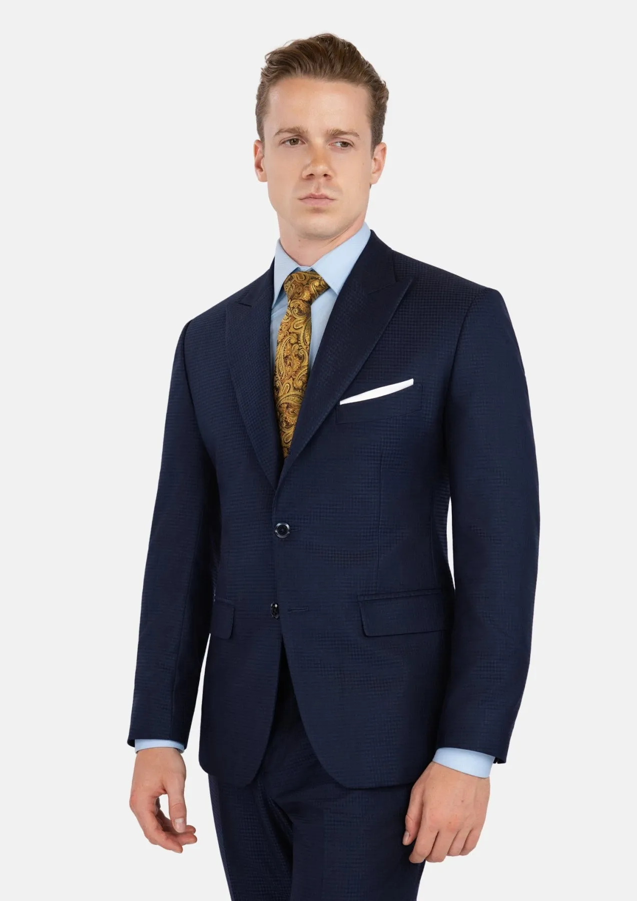 Broadway Navy Microcheck Suit sold by Sartoro product image thumbnail 5