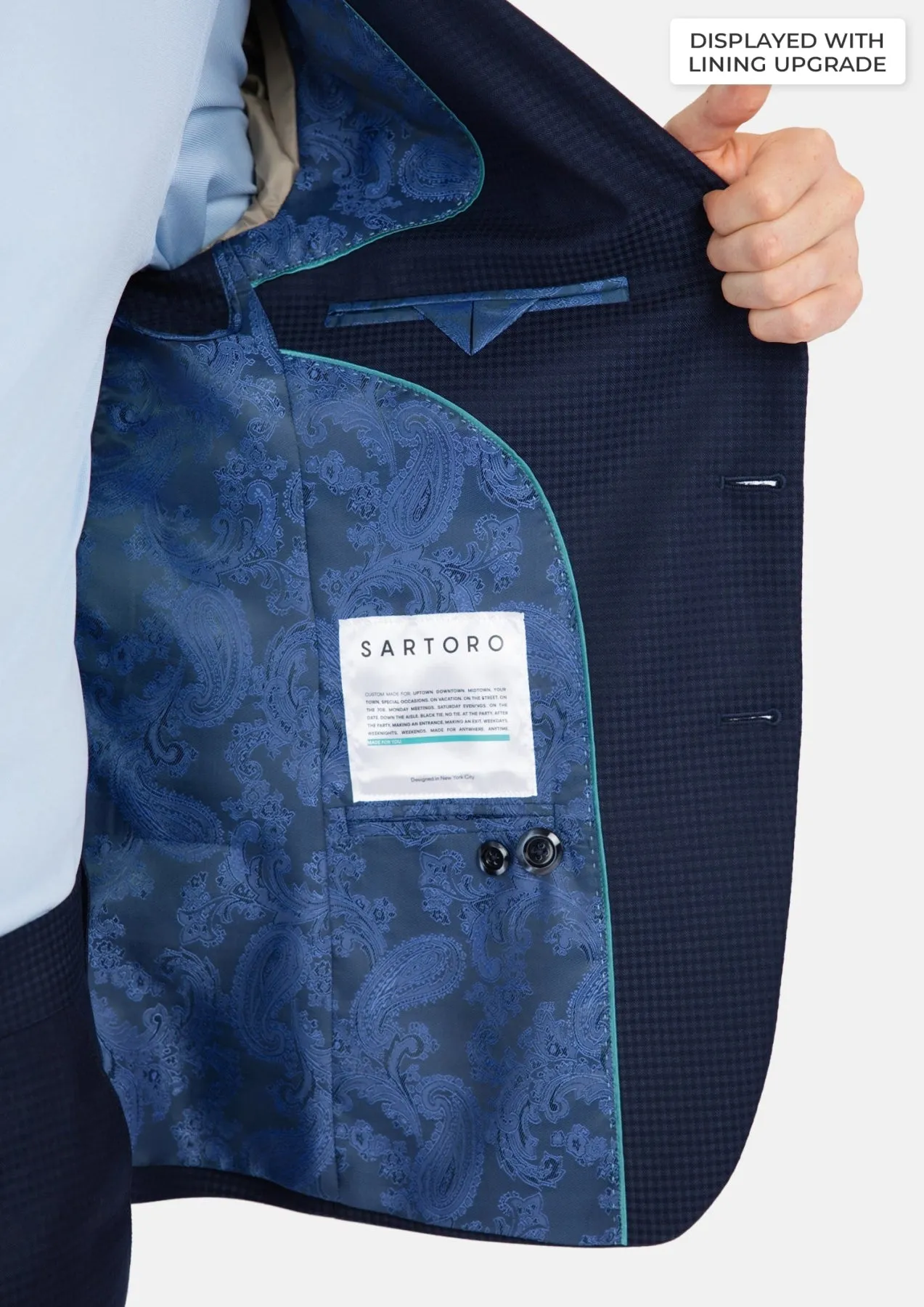 Broadway Navy Microcheck Suit sold by Sartoro product image thumbnail 4