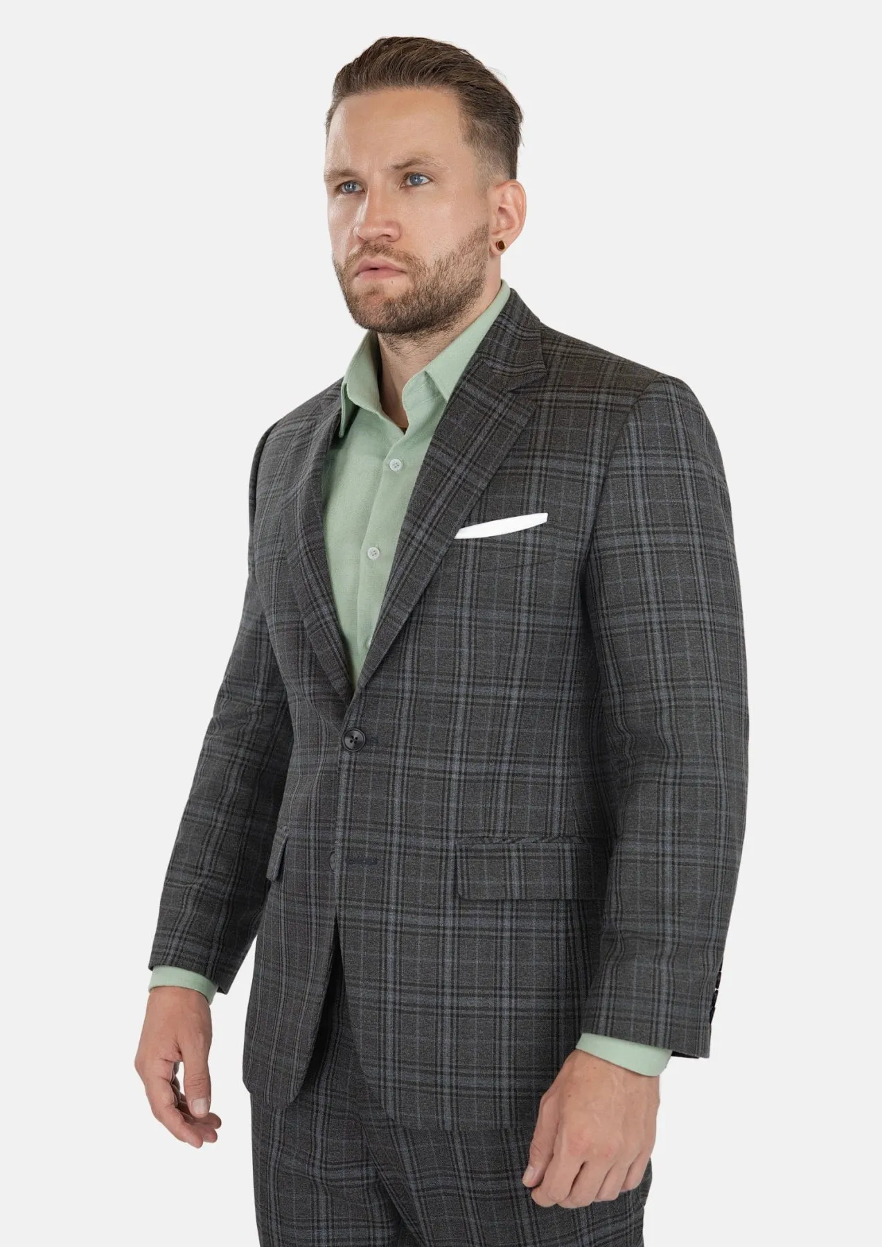Astor Grey Two-Tone Plaid Suit sold by Sartoro product image thumbnail 3