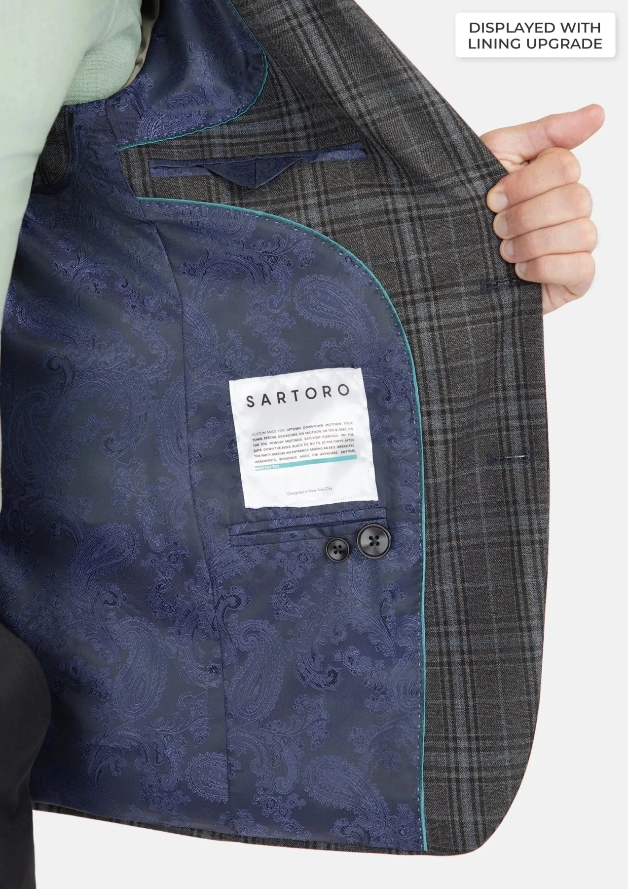 Astor Grey Two-Tone Plaid Suit sold by Sartoro product image thumbnail 5