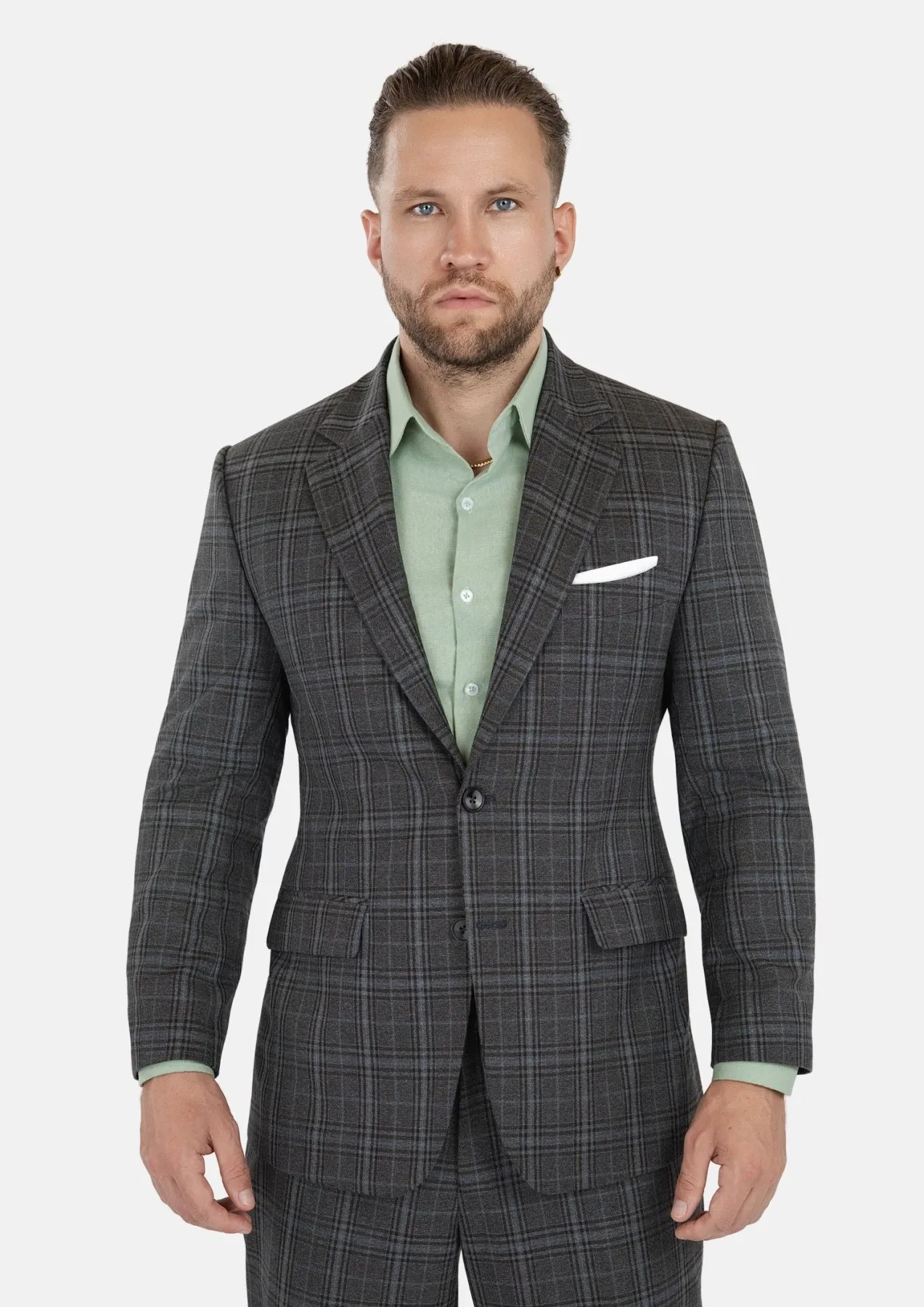 Astor Grey Two-Tone Plaid Suit sold by Sartoro