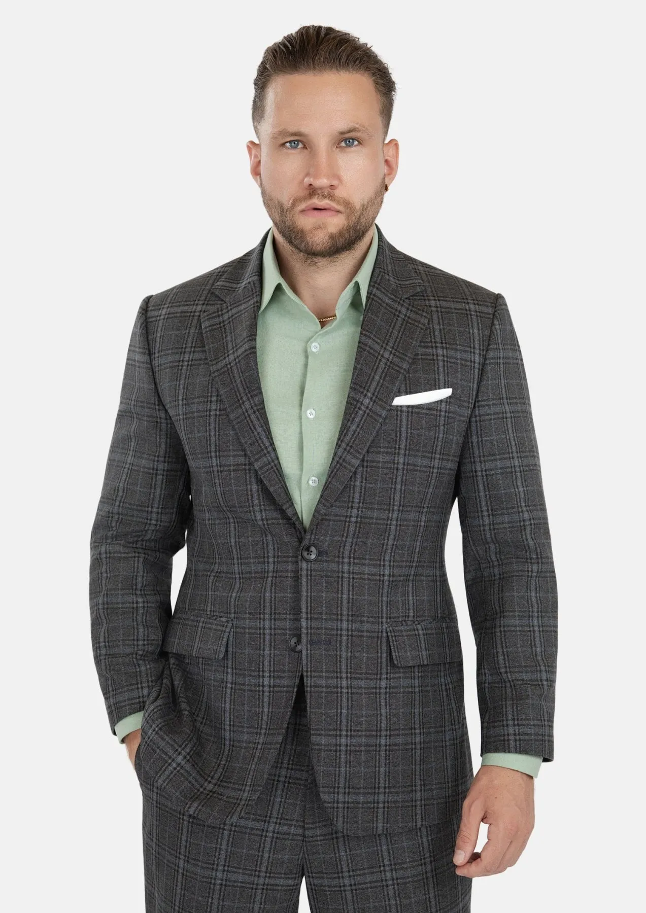 Astor Grey Two-Tone Plaid Suit sold by Sartoro product image thumbnail 4