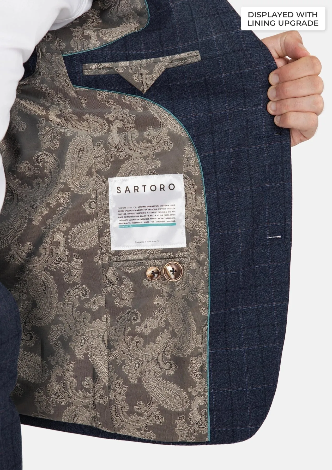 Bryant Charcoal Blue Check Flannel Suit sold by Sartoro product image thumbnail 4