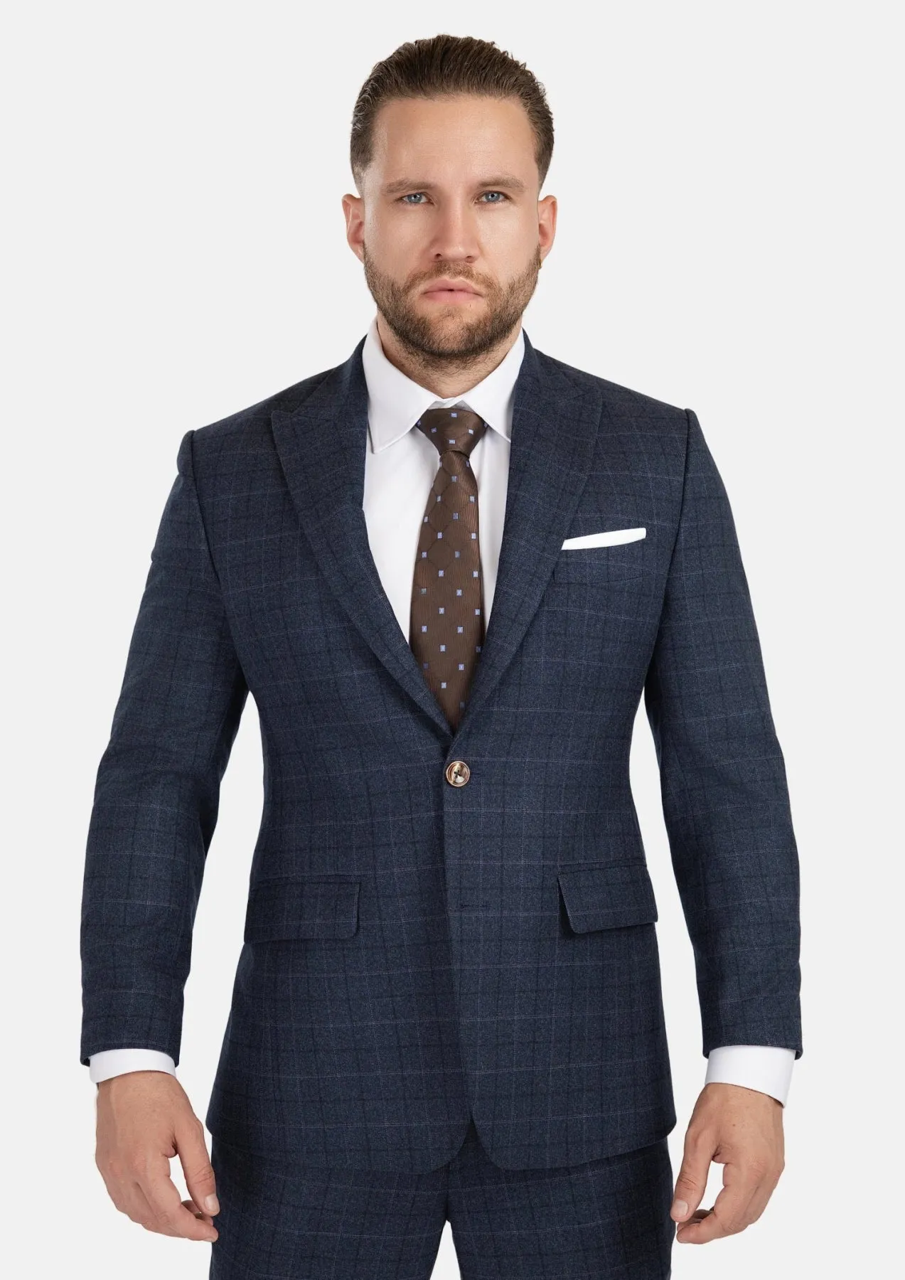Bryant Charcoal Blue Check Flannel Suit sold by Sartoro product image thumbnail 5