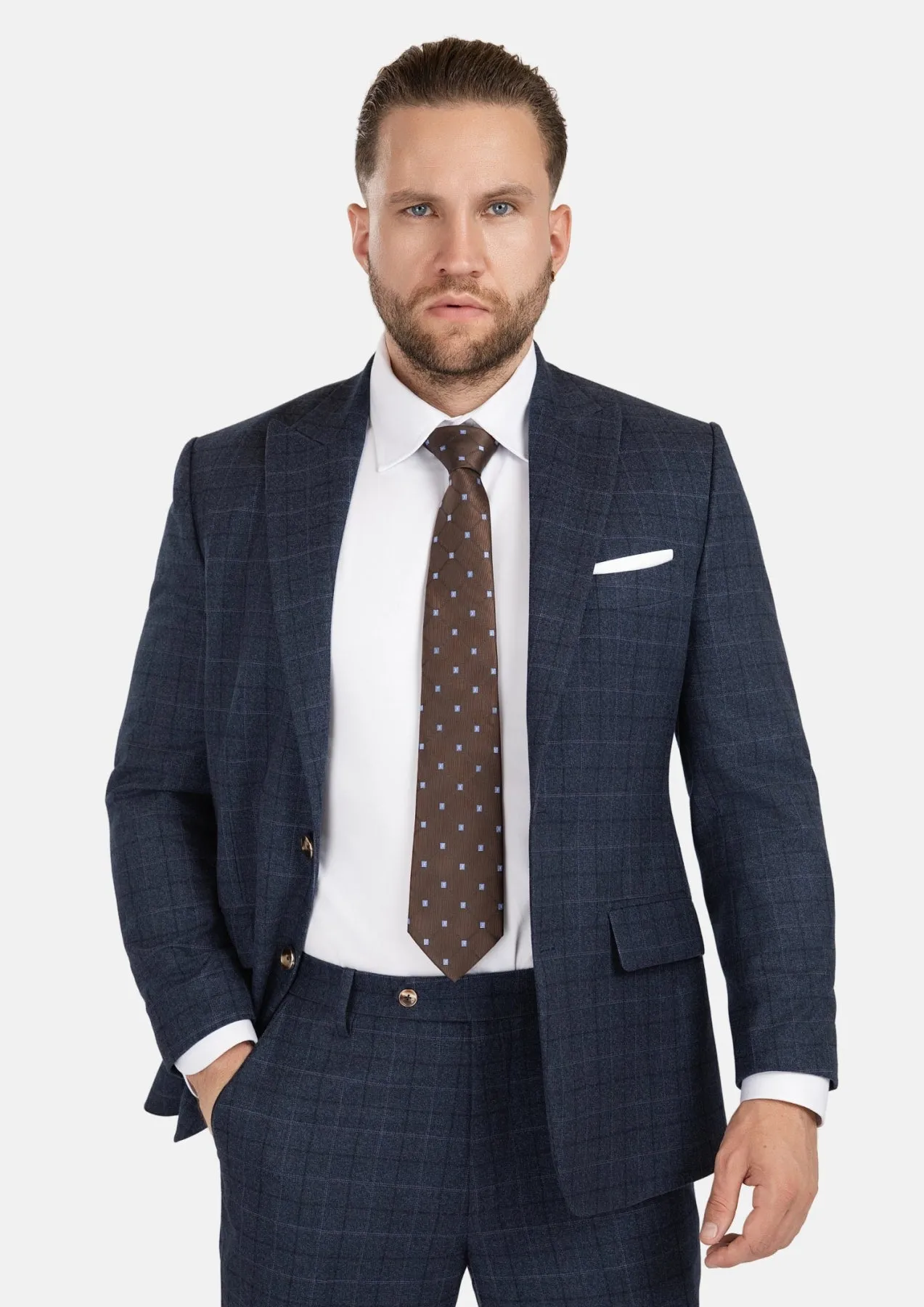 Bryant Charcoal Blue Check Flannel Suit sold by Sartoro