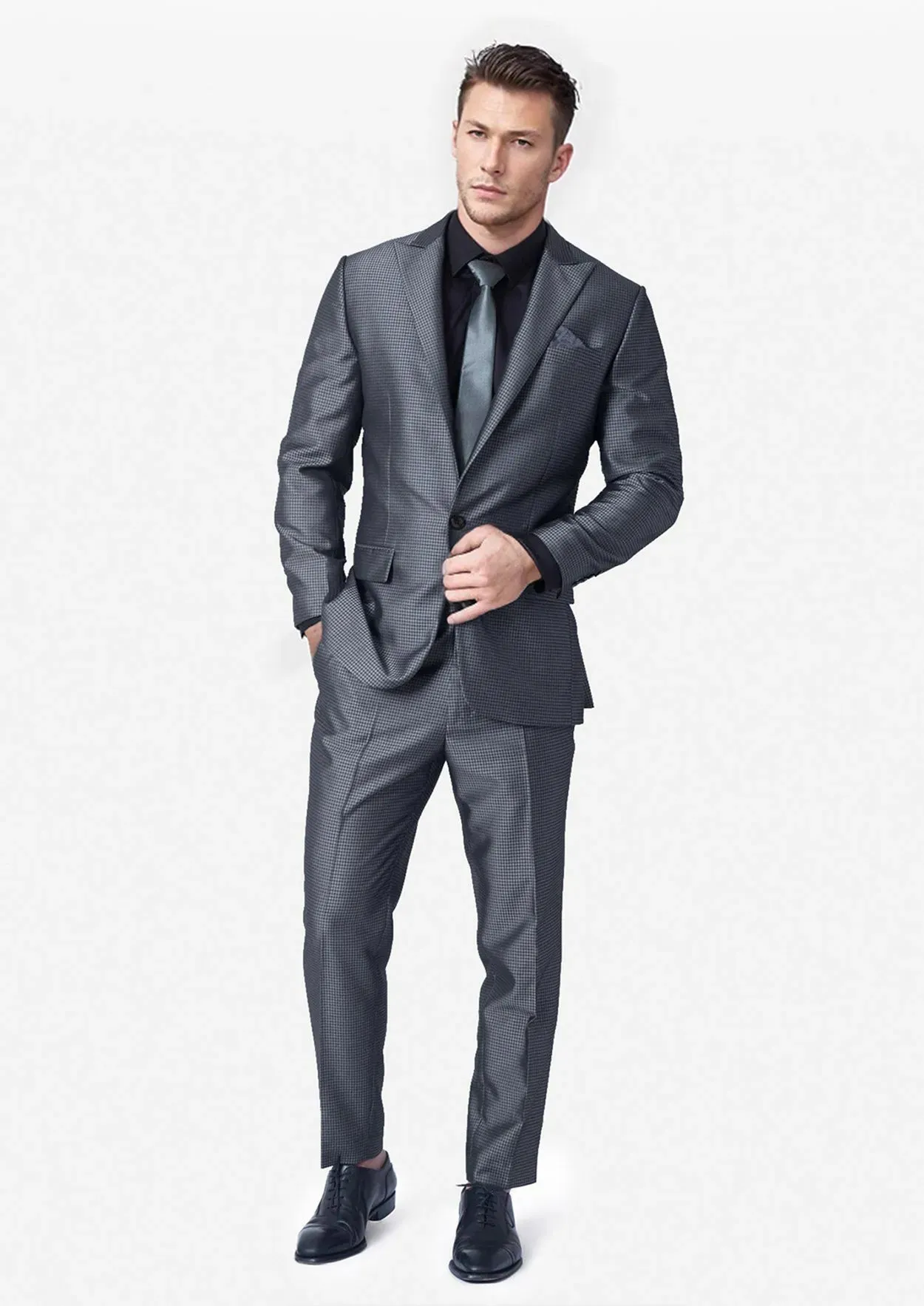 Bowery Grey Microcheck Suit sold by Sartoro product image thumbnail 3