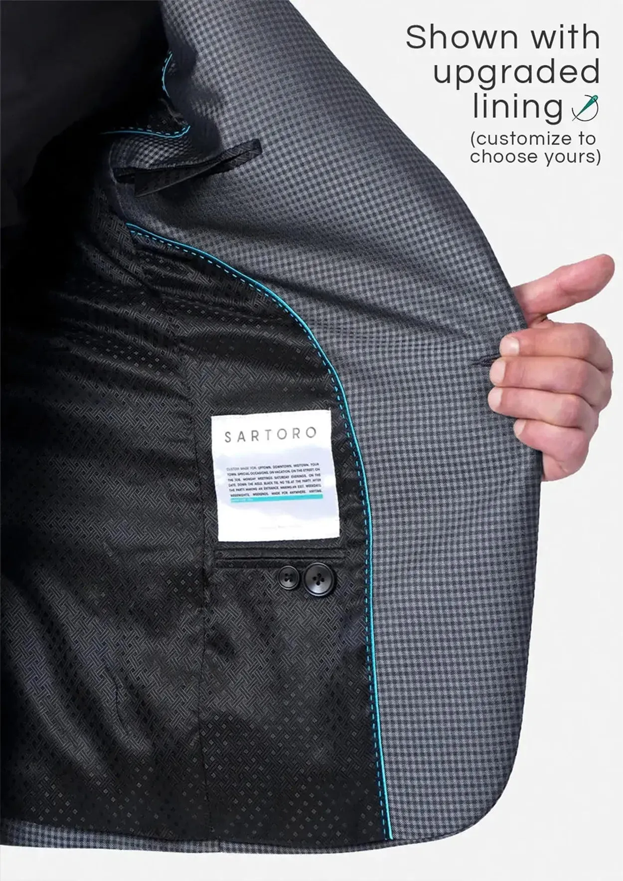 Bowery Grey Microcheck Suit sold by Sartoro product image thumbnail 5