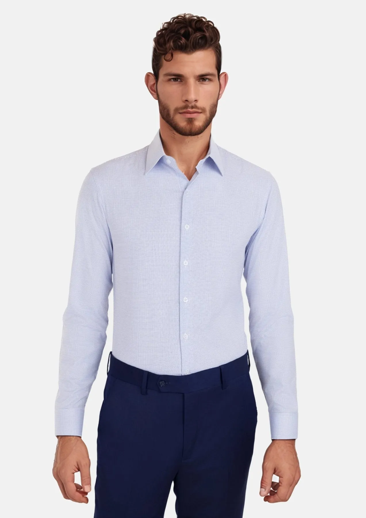 Sky Blue Grid Shirt sold by Sartoro product image thumbnail 2