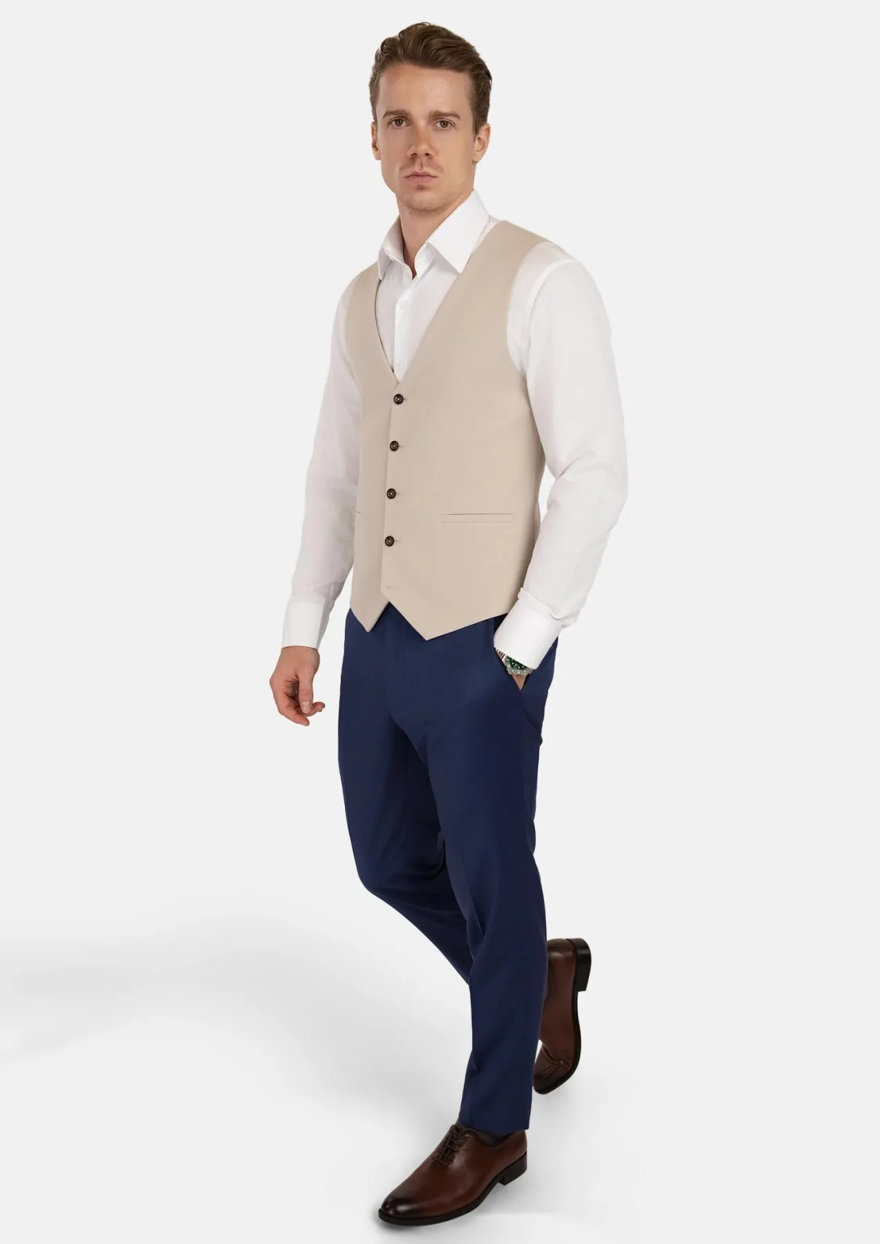 Ivory Cotton Vest sold by Sartoro product image thumbnail 4