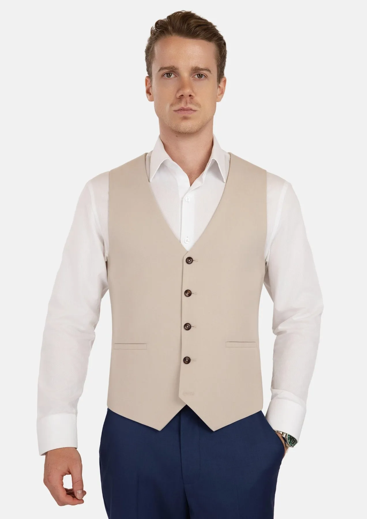 Ivory Cotton Vest sold by Sartoro product image thumbnail 5