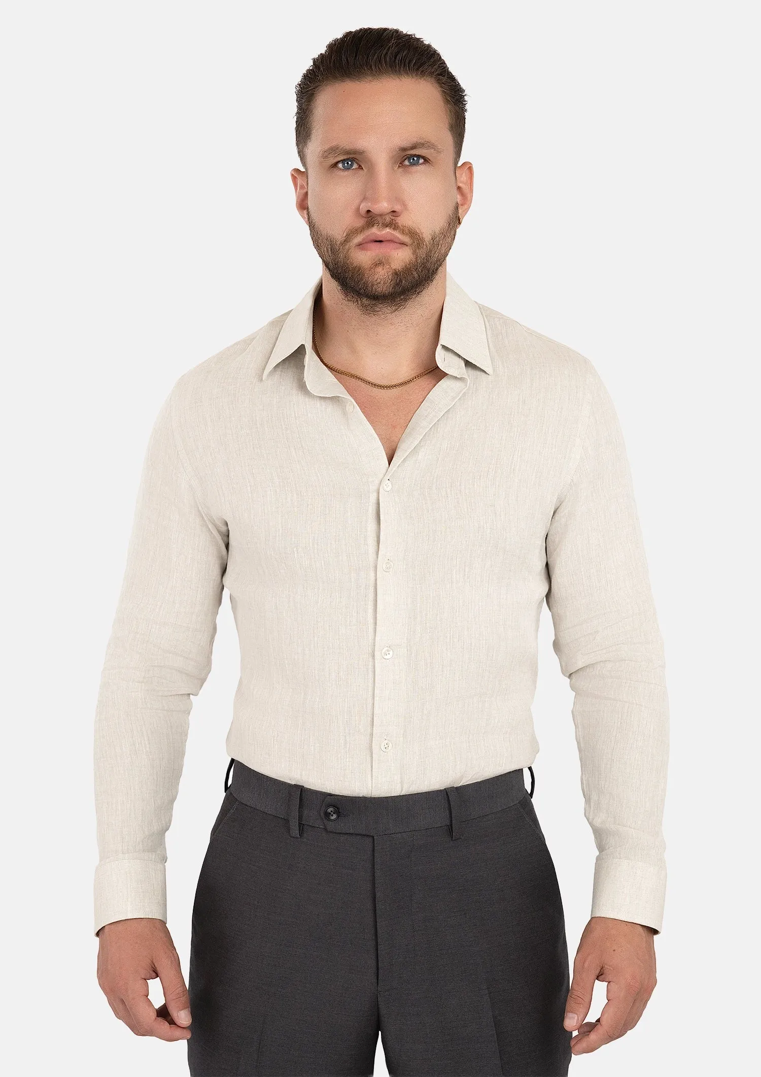Sand Linen Shirt sold by Sartoro product image thumbnail 2