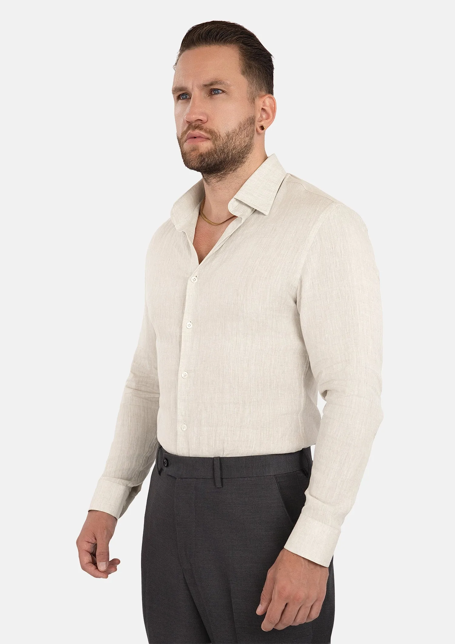 Sand Linen Shirt sold by Sartoro product image thumbnail 3
