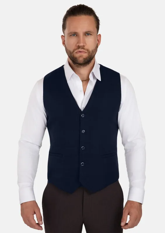 Navy Cotton Vest sold by Sartoro
