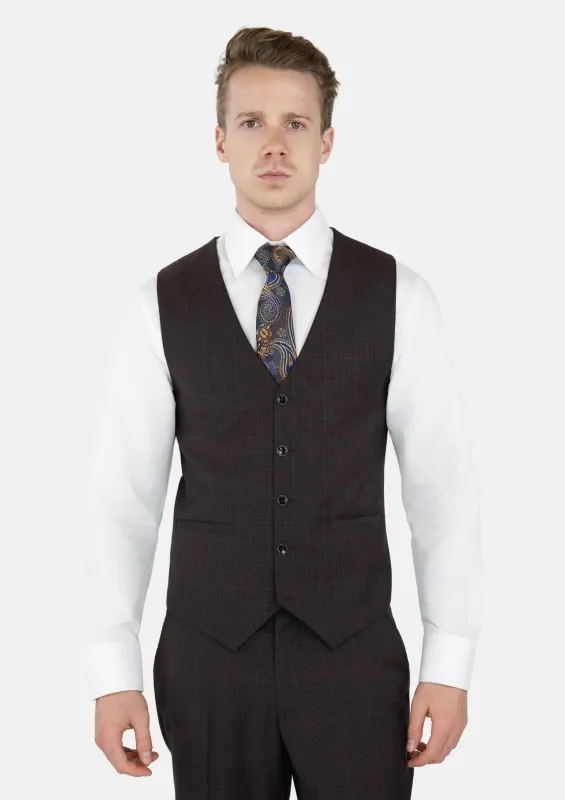 Dark Brown Prince Of Wales Vest sold by Sartoro