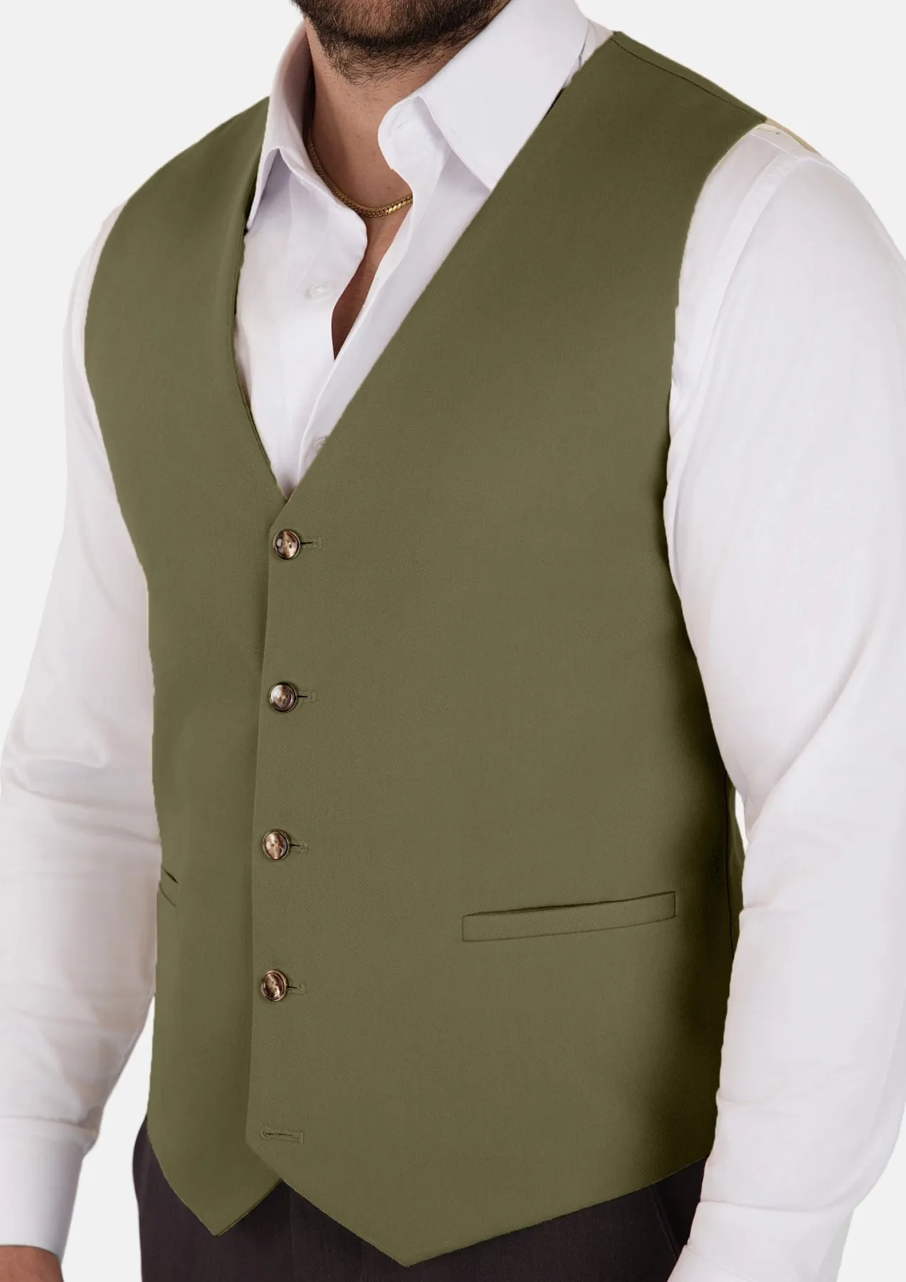 Olive Cotton Vest sold by Sartoro product image thumbnail 2