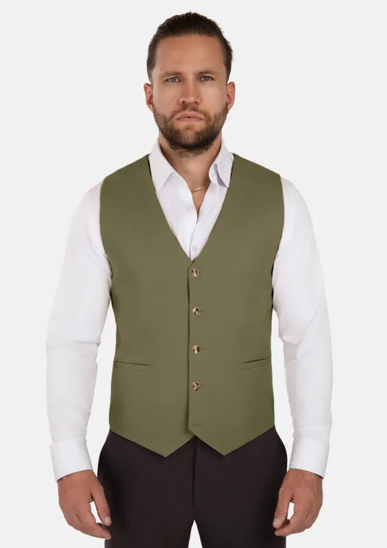 Olive Cotton Vest sold by Sartoro