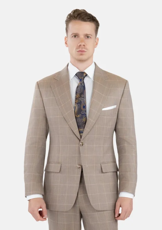 Beige Windowpane Suit made by Sartoro