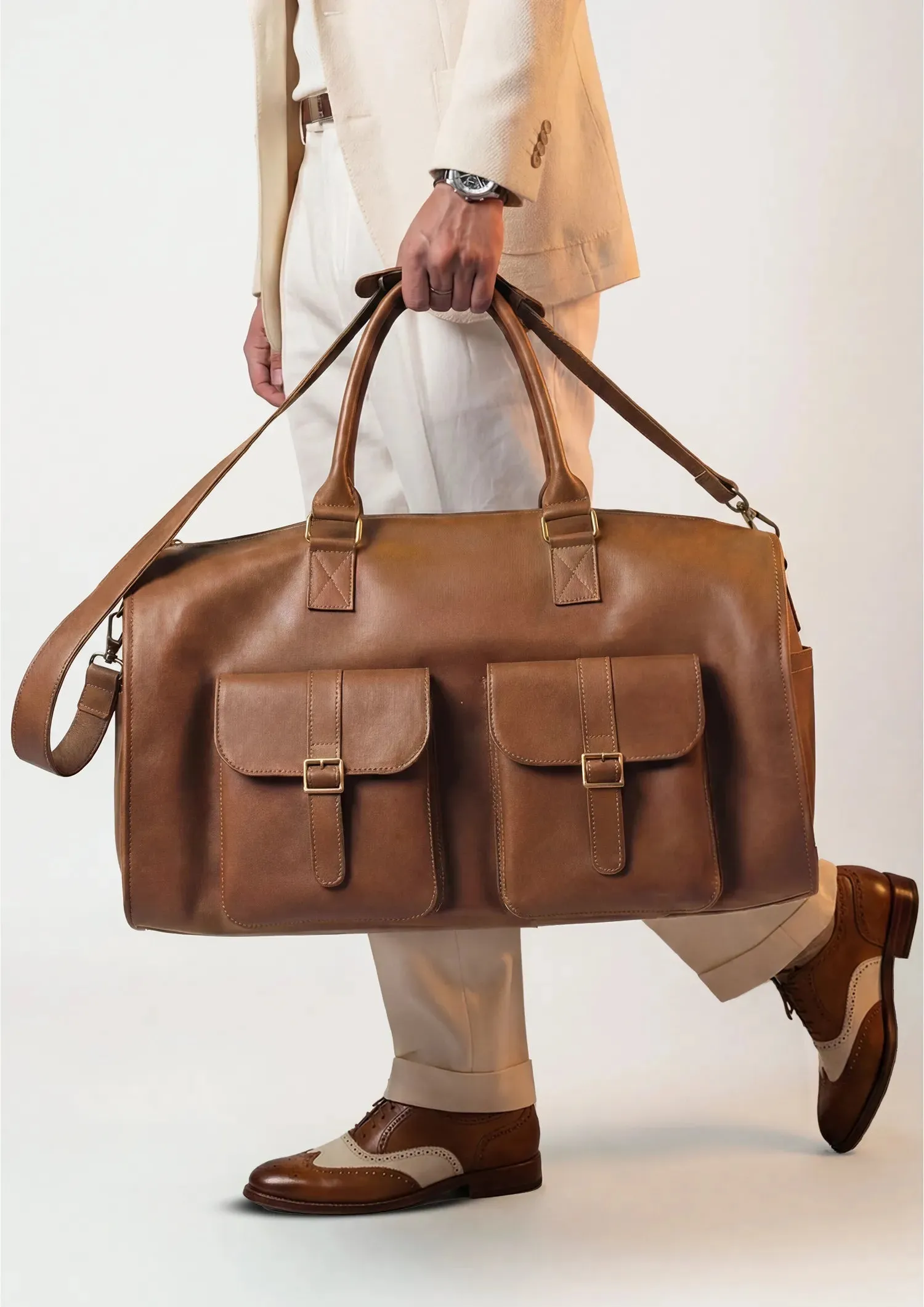 Weekender Leather Garment Duffel Bag sold by Sartoro product image thumbnail 3
