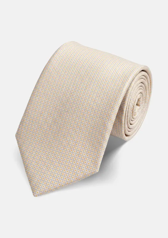 Ivory Honeycomb Textured Tie made by Sartoro